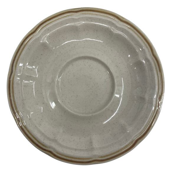 Vintage Set (6) Crown Manor Hand-Painted Stoneware Saucers Tan Brown 6 1/4” - Picture 2 of 4